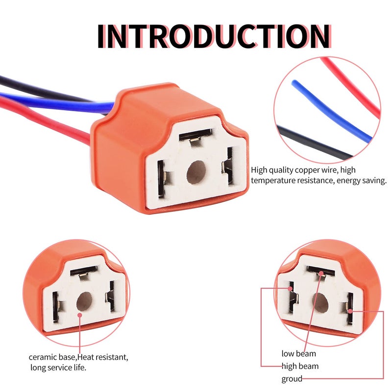 GLL H4 9003 HB2 Female&Male Wire Wiring Harness Sockets for 4"x6" 7"x6" 5"x7" inch Sealed Beam Car Truck Headlights Pickup Heavy Duty Headlamp 2set - Image 3